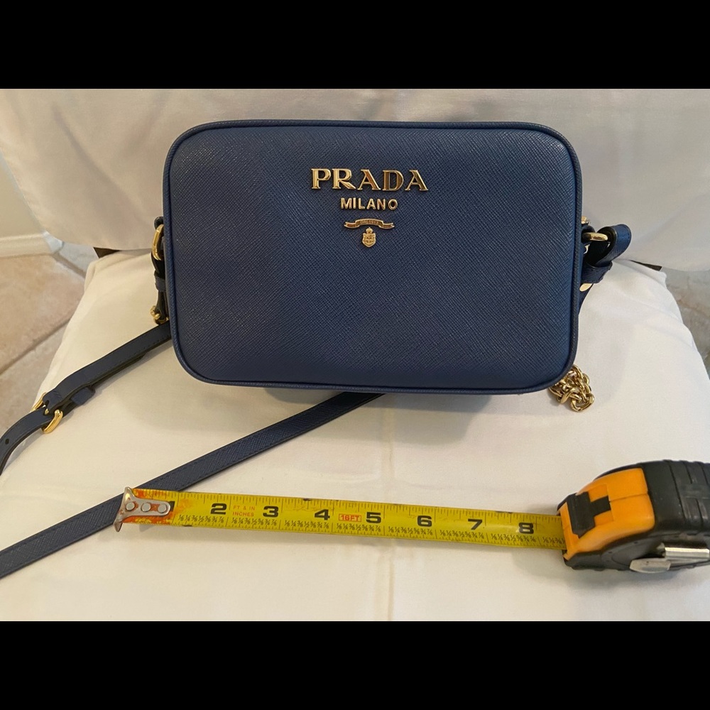 Hardly used blue Prada Bandoliera Saffiano bag